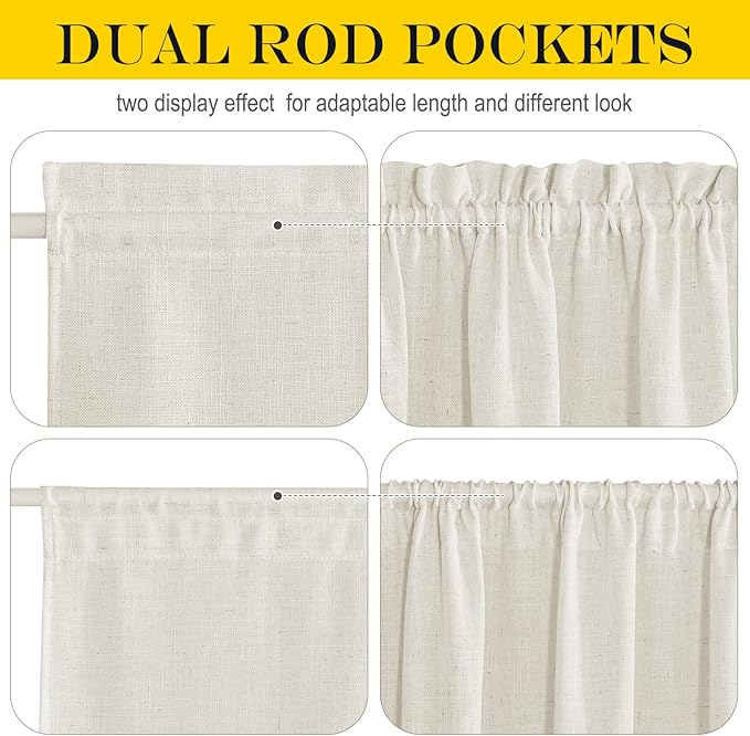 NICETOWN Linen Sidelight Curtains - 12 Wide x 72 Long French Front Door Curtain Panel Side Light Rod Pocket Window Covering for Living Room Glass Door with Tieback, Set of 1, Linen