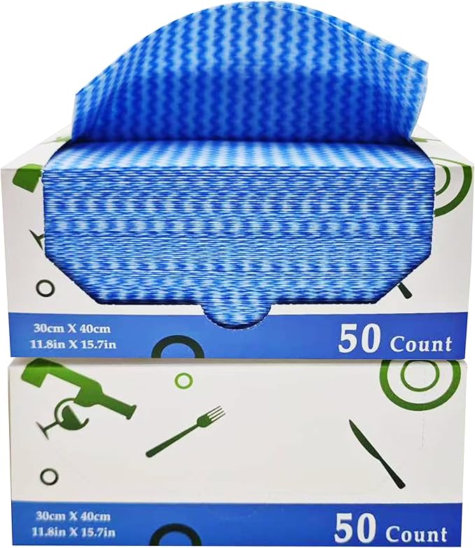 Multi-Use Reusable Cloths - Heavy Duty Wipes for Kitchen, Bathroom & Car (50 Count (Pack of 2))