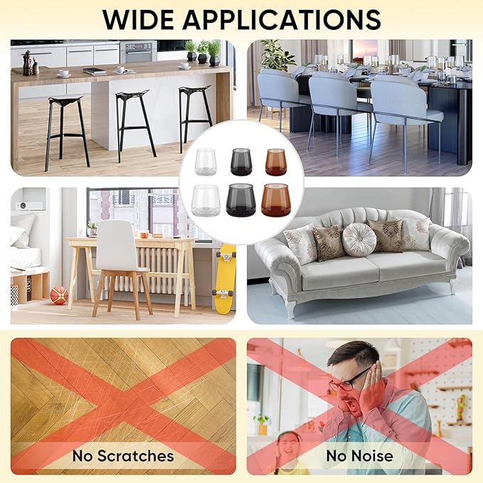 BALEINE 32 Pack Silicone Chair Leg Floor Protectors, Stool Leg Protectors Cap, Non-Slip Chair Leg Caps for Hardwood Floors (Clear & Small, 32 Pack)