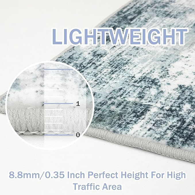 IOHOUZE Abstract Area Rug 3x5 Ft Washable Rugs for Entryway Indoor, Non Slip Kitchen Rug Printed Faux Wool Throw Rugs with Rubber Backing, Indoor Door Mat for Entrance Foyer Living Room, Sage Grey