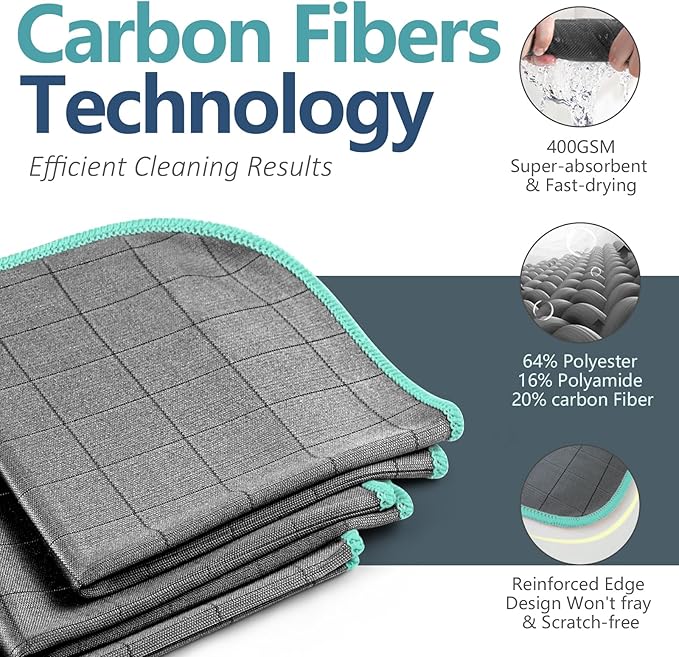 Airlab Microfiber Cleaning Cloth for Glass Cleaner Window Polishing Car Auto Detailing Lint Free Drying Dishes Kitchen Bathroom Magic Cleaning Cloths, Pack of 3, 12" x 12", Grey-Green
