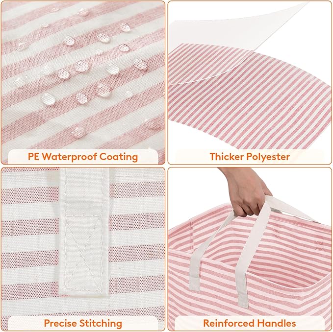 Lifewit 2 Pack Laundry Hamper Large Collapsible Laundry Basket, Freestanding Waterproof Cloth Hamper with Easy Carry Handles in Laundry Room Bedroom Bathroom Dorm for Adult, Gray&Pink, 2 x 80L