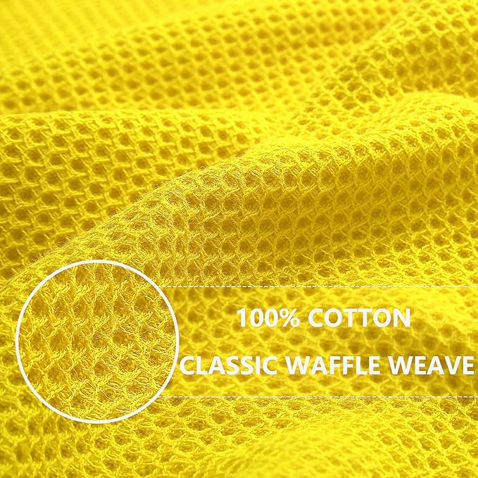 Homaxy 100% Cotton Waffle Weave Kitchen Dish Cloths, Ultra Soft Absorbent Quick Drying Dish Towels, 12 x 12 Inches, 6-Pack, Yellow