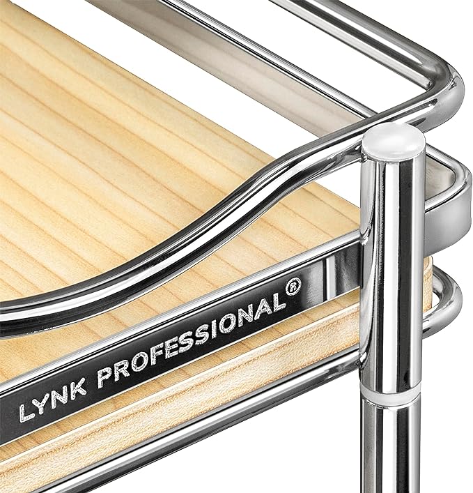 LYNK PROFESSIONAL® Élite™ Pull Out Spice Rack Organizer for Inside Kitchen Cabinets - 6"x21" - Slide Out Drawer – Wood/Chrome Sliding Spice Cabinet Organization Shelf Racks - 2 Tier