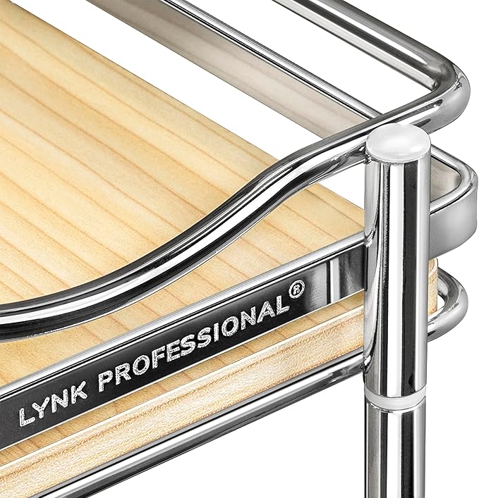 LYNK PROFESSIONAL® Élite™ Pull Out Spice Rack Organizer for Inside Kitchen Cabinets - 6"x21" - Slide Out Drawer – Wood/Chrome Sliding Spice Cabinet Organization Shelf Racks - 3 Tier