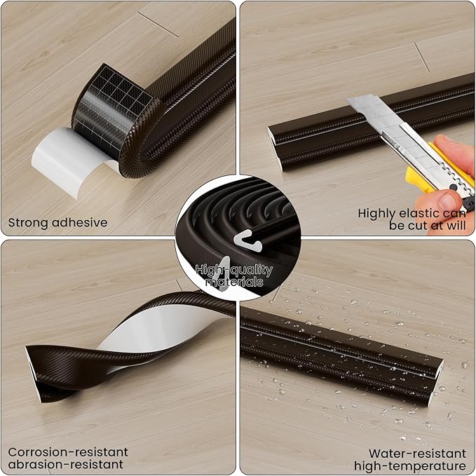 V Shape Foam Weather Stripping Door Frame Seal Strip 33FT Brown, Draft Stopper, Insulation Winter, Weatherstripping, Gap Sealing, Soundproofing, Self-Adhesive Used for Exterior Front Door Side