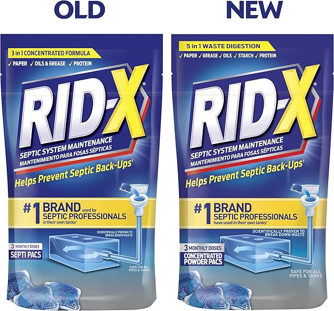 Rid-X Septic System Treatment, Septic Tank Treatment, 3-Monthly Supply Dual Action Septi-Pacs - 3.2 oz
