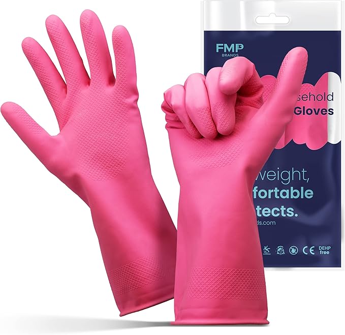 FMP Brands 3/6/12/60 Pairs Cleaning Gloves, Waterproof Rubber Gloves for Washing Dishes, Non-Slip Latex Dishwashing Gloves