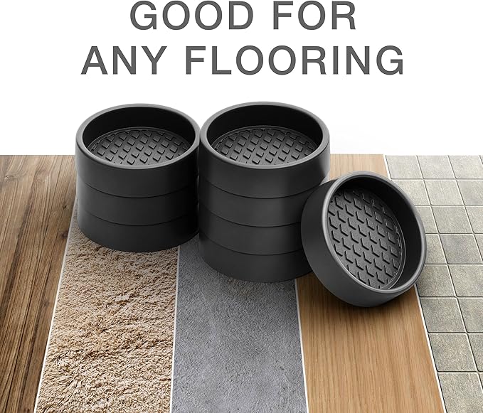 Furniture Cups X-PROTECTOR – 2" Caster Cups 8 PCS – Round Furniture Coasters – Ideal Bed Stoppers – Non Skid Furniture Pads with a Perfect Design – Rubber Furniture Pads - Protect Any Flooring!