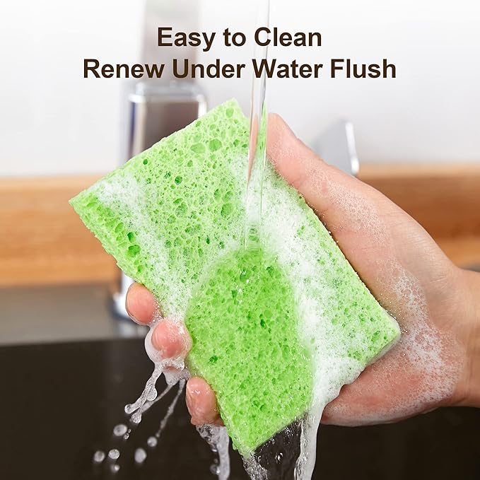 JOYMOOP Dish Sponge Scrubber, Cellulose Sponges Kitchen for Non-Scratch Washing Dishes, Household Cleaning Scrub Natural Sponge, Pack of 24 Colorful Sponges