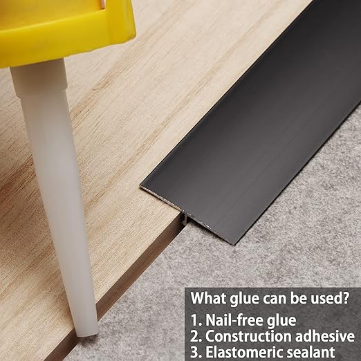 3Pcs Aluminum T Molding Trim & Floor Transition Strips, Flat Divider Strip for Door Threshold and Joining Flooring Gaps of Laminate Planks Tile (2.9Ft x 1.6In, Matte Black)
