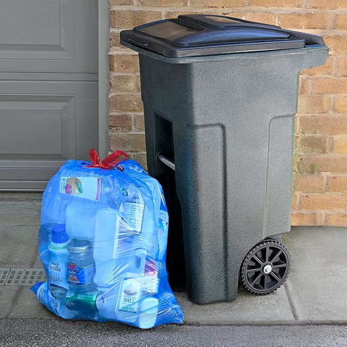 Amazon Basics Blue Recycling Trash Bags, Unscented, 13 Gallon, 60 count, Pack of 1