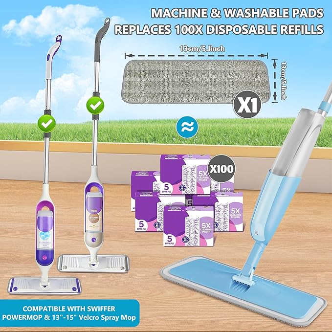 Spray Wet Mops for Hardwood Floors- MEXERRIS Microfiber Dust Dry Mop with 3 Microfiber Washable Pads Hard Wood Floor Mop with Sprayer Commercial Home Use for Wood Floor Laminate Ceramic Tiles