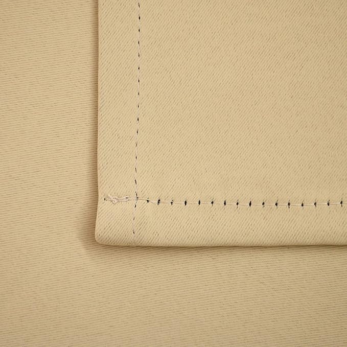 Pickluc Rod Pocket Tier Curtain - Half Blackout Curtain for Kitchen, Bathroom, Cabinet, Basement, 42 Inches Wide and 24 Inches Long, Beige, 2 Panels