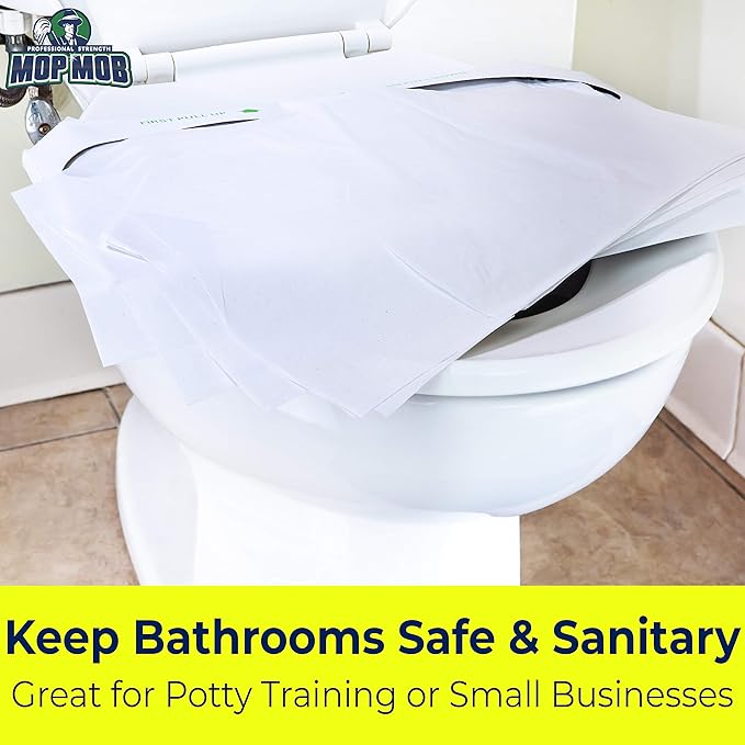 Biodegradable Half-Fold Toilet Seat Covers 500 Pk. Self-Flushing, Disposable Potty Papers Keep Toilets Clean and Family Healthy. Sanitary Paper Safety Covers for Commercial, Home, Travel and Kids Use