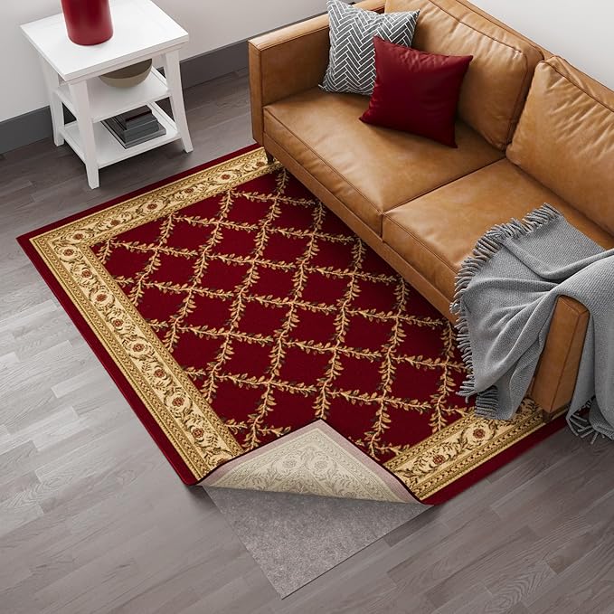 Ottomanson 3' x 12' Non-Slip Rug Pad Gripper 1/4 Inch Thick Dual Surface Felt + Rubber Gripper - Safe for All Floors, Brown