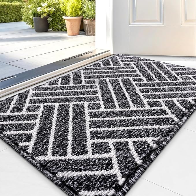 OLANLY Indoor Door Mat, 36x24 Inch, Dirt Resistant and Absorbent, Non-Slip Rubber Backing Floor Mats, Easy Clean Low-Profile Doormat for Entryway, Front Door, and Inside Entrance, Black