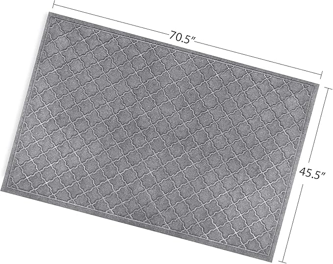 WaterHog Heavy Duty Doorway Mat, 4' x 6', Made in USA, Durable & Skid-Resistant Entryway Mat, Water-Trapping, Indoor/Outdoor Decorative Floor Covering, Cordova Collection, Medium Grey