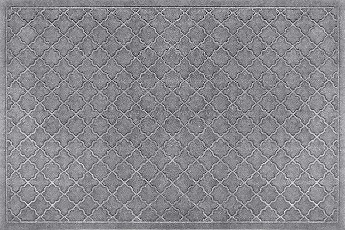 WaterHog Heavy Duty Doorway Mat, 4' x 6', Made in USA, Durable & Skid-Resistant Entryway Mat, Water-Trapping, Indoor/Outdoor Decorative Floor Covering, Cordova Collection, Medium Grey