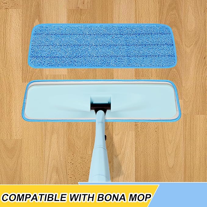 16.5 inch Reusable Mop Pads Microfiber Spray Mop Replacement Heads for Wet/Dry Mops Compatible with Bona Floor Care System (6 Pack)