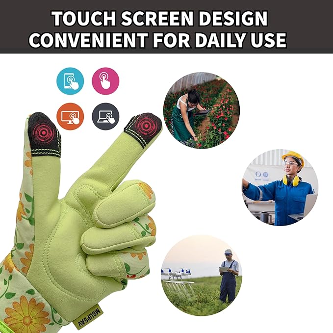 Thorn Proof&Puncture Resistant Gardening Gloves with Grip,Garden Gloves for Women, Leather Work Gloves,Gifts