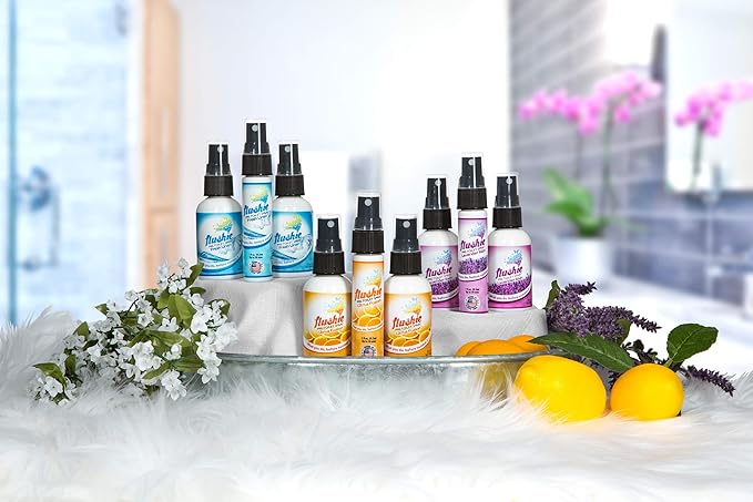 Flushie Pre-Toilet Spray - Travel Size Toilet Deodorizer & Poop Odor Eliminator (Citrus, 1oz 3pack)