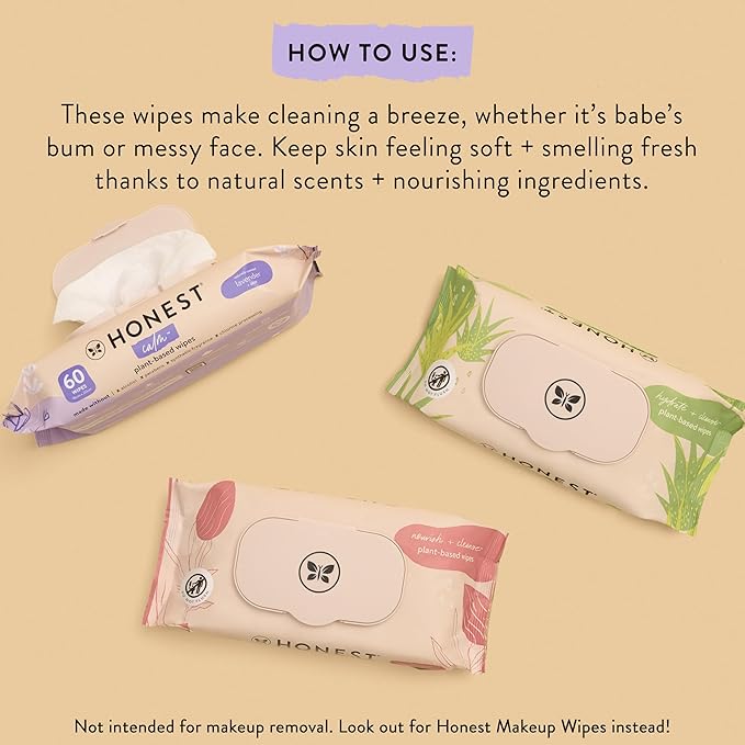 The Honest Company Hydrate and Cleanse Naturally Scented Wipes Cleansing Multi-Tasking Wipes 99% Water Plant Based Hypoallergenic Aloe and Cucumber 240 Count