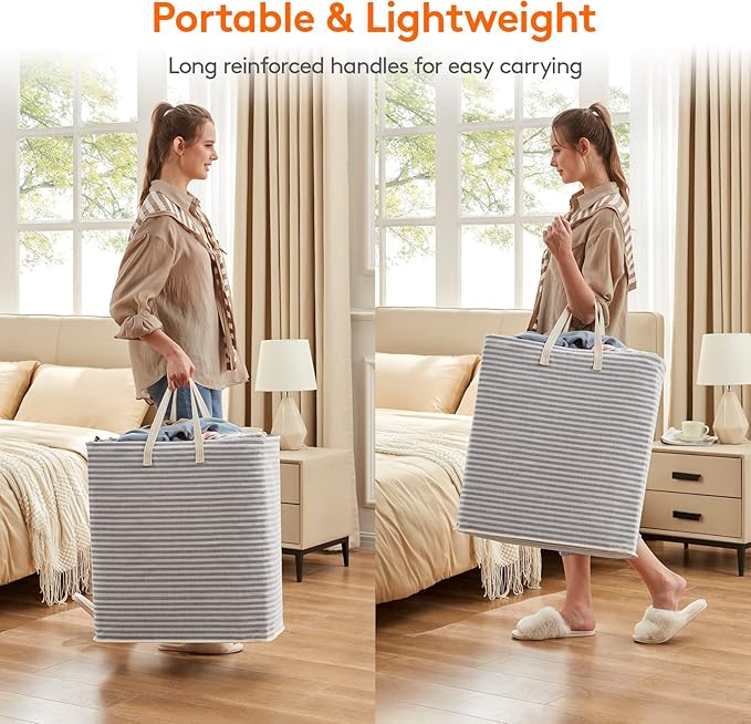 Lifewit Laundry Hamper Large Collapsible Laundry Basket, Freestanding Waterproof Clothes Hamper Storage with Easy Carry Handles for Clothes in Bedroom Bathroom College Dorm for Adults, Gray, 100L