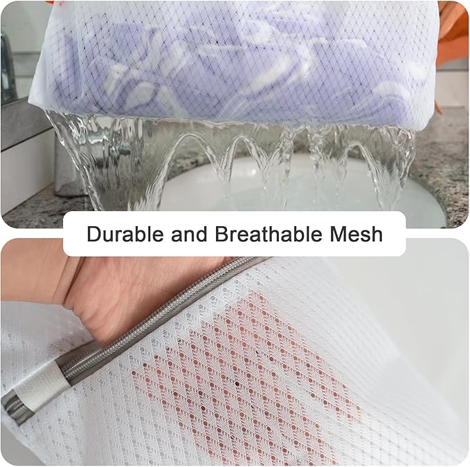 Polecasa 3Pcs 12 x 16 Inches Extra Durable 125g Diamond Mesh Laundry Bags with Sturdy Zipper for Delicates, Protect Clothes in Washing Machine, Laundry Room Essentials for College, Dorm (3 Medium)