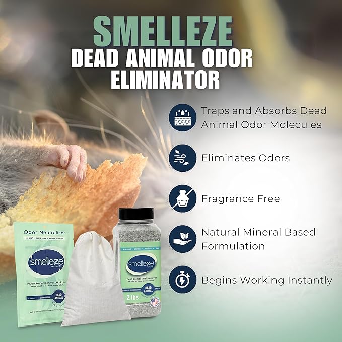 SMELLEZE Ultimate Odor Removal Bundle – 2 lb. Granules + 1 Reusable Pouch | Eliminates Tough Smells | Safe, Natural & Long-Lasting Indoor & Outdoor Odor Control