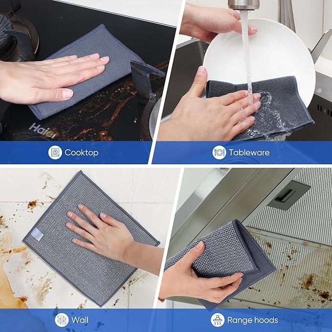 10Pcs New Upgrade 2-Layer Non Scratch Wire Dishcloth,Wire Dishwashing Rag, Non-Scratch Wire Dishwashing Rags for Wet and Dry, Kitchen Cleaning Dish Rags for Cookware,Sinks, Dishes,Stove