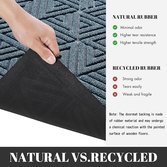 Yimobra Outdoor Mats for Front Door 29.5x17, All-Weather Waterproof Non-Slip Outdoor Door Mat Outside Eentrance, Garage/Patio Entryway Indoor Doormat, Easy Clean, Mix Blue