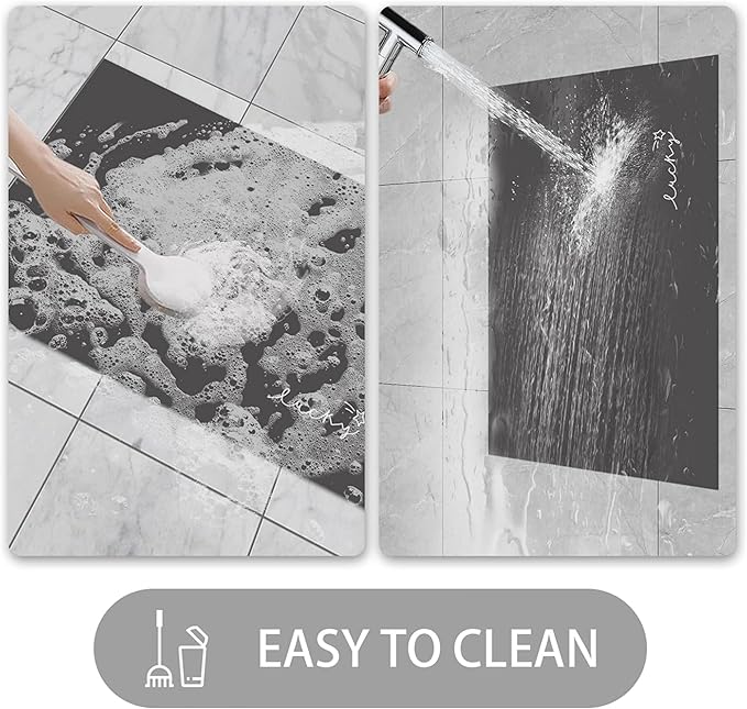 Ultra Thin Door Mat Indoor Entrance, 1/10 in Thin Door Mats for Inside Entry, Non-Slip Rubber Backing Washable Doormat, Fade Resistant, Absorbent, Low Profile Dirt Trapper, 24"X16", Black