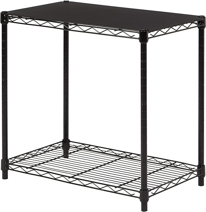 Amazon Basics 2-Shelf Stackable Storage, 13.3" D x 23.2" W x 22.2" H, Black