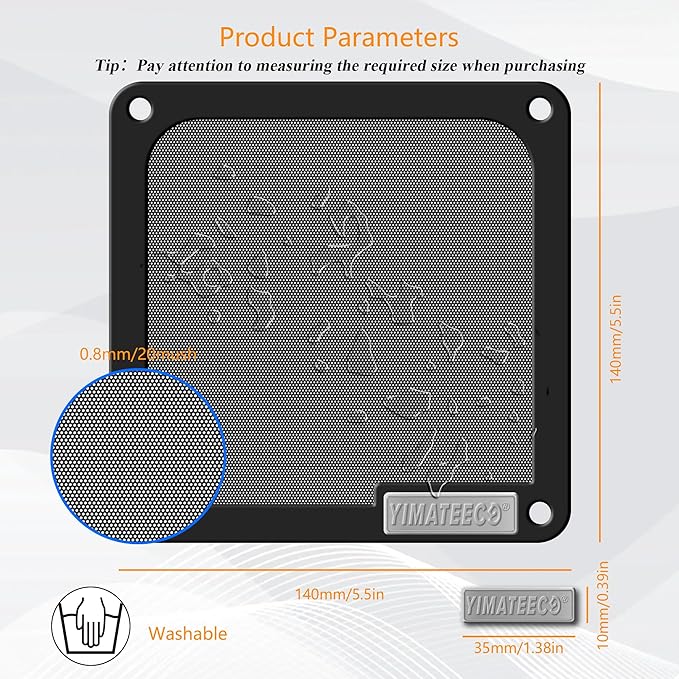 140mm PC Dust Filter for Computer Cooler Fan/PSU/Routers PVC 50 Mesh, Magnetic Dust Mesh Computer Fan Filter Grills with Screws Dustproof Case Cover (PVC V4.0, 140 * 140mm, 2pcs, Black)