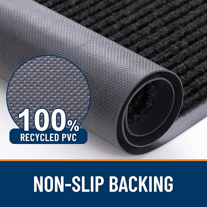 OLANLY Front Door Mat Indoor Outdoor Entrance, Waterproof Heavy Duty Doormat, Fade Resistant, Low Profile, Easy Clean Patio Porch Welcome Floor Mats for Entry, 29.5x17, Black