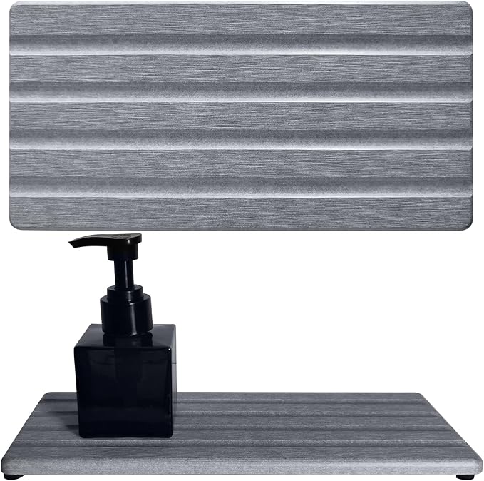 Diatomite Soap Dish, Water Absorbing Stone Tray, Kitchen Sink Organizer, Fast Drying Counter Holder (Grey, 11" x 4.7"/28 x 12cm)