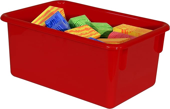 Wood Designs Cubby Storage Bin, Heavy Duty Plastic Containers for Kids Assorted Cubby Tray Set of 12