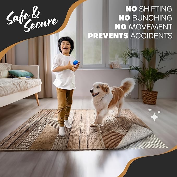 Nevlers 5'x7' White Anti Slip Rug Mat Non Skid Design | PVC Non Slip Rug Pads | Customizable Open Weave Rug Pad for Hardwood Floors