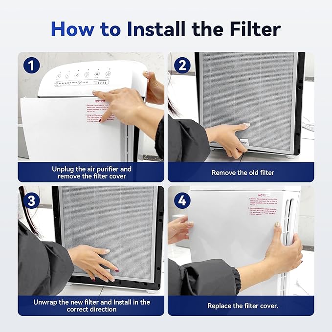 Membrane Solutions MSA3/MSA3S Genuine Smoke Removal Air Purifier Filter Replacement 1 Pack, Upgraded 6-in-1 H13 True HEPA Filter with OdallerPure Technology