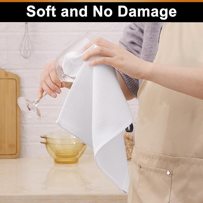 Homaxy 100% Cotton Waffle Weave Dish Cloths - 8 Pack Soft and Absorbent Dish Towels - 12 x 12 Inches Quick Dry Dish Rags - White