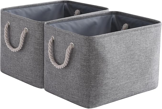 TcaFmac Organization and Storage Basket for Organizing - Large 2 Pack 16x12x12 inch Fabric Storage Cubes, Collapsible Storage Bins for Shelves Closet Gift Cloth Toy Books Baby (Grey)