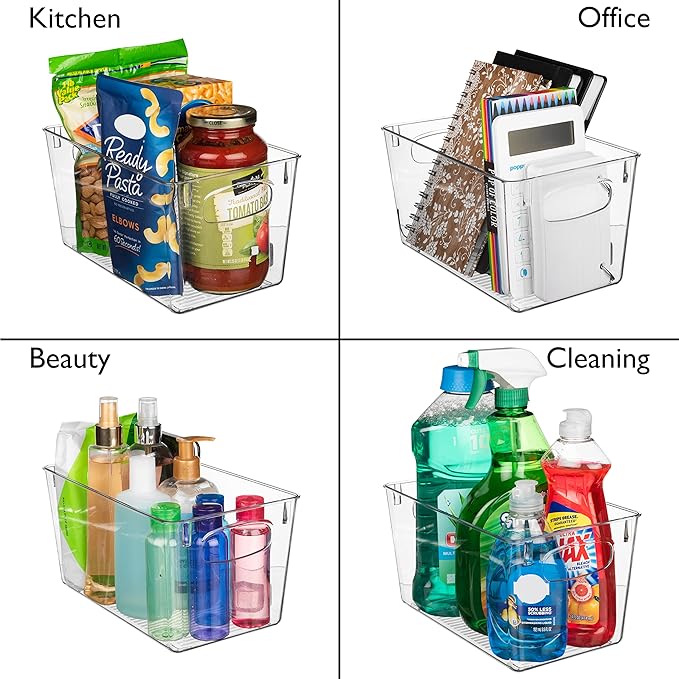 ClearSpace Clear Plastic Storage Bins – Perfect Kitchen Organization and Storage or Pantry Storage – Fridge Organizer, Pantry Organization and Clear Storage Bins, Cabinet Organizers
