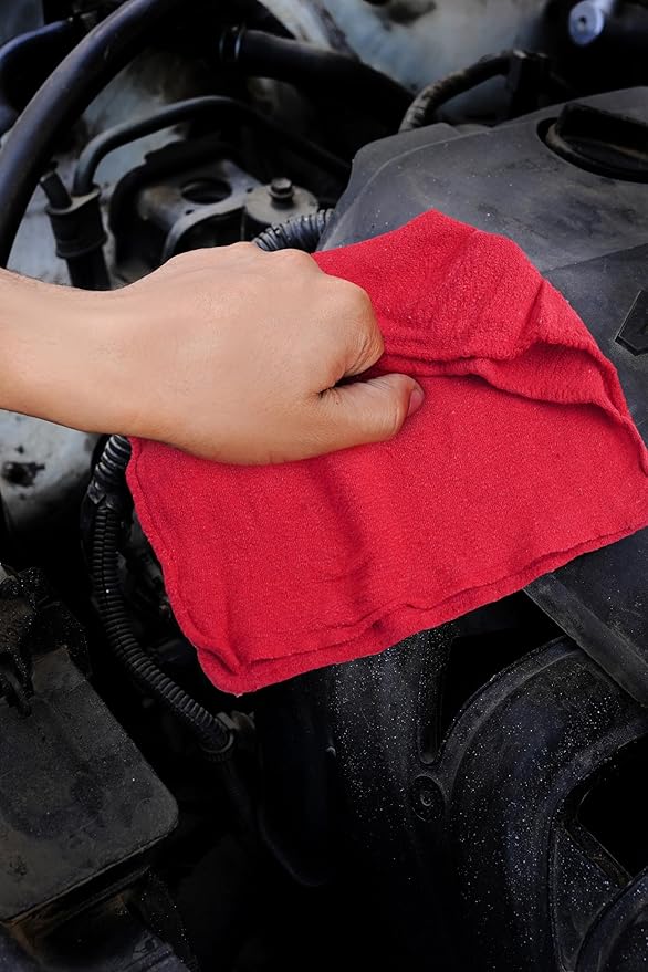 Cotton Shop Towels - Pack of 25 Cleaning Rags 12'' x 14'' - Super Soft and Absorbent Shop Rags for Cleaning House - Multipurpose Towels for Automobiles, Industries, Garage