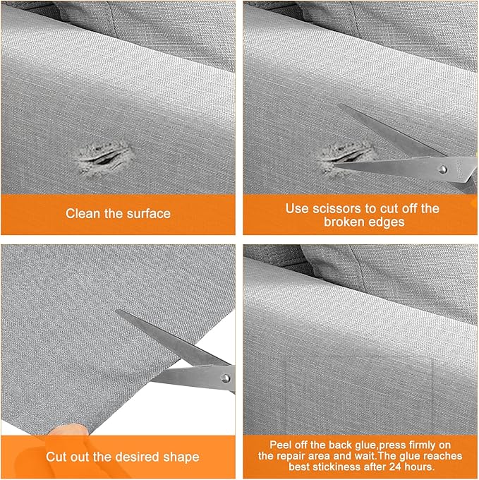 Repair Patches Repair Tape Self-Adhesive DIY Repair Patch Linen Gear Patch for Sofa, Furniture, Chair, Clothing,Tents,3x60 Inch,Dark Grey
