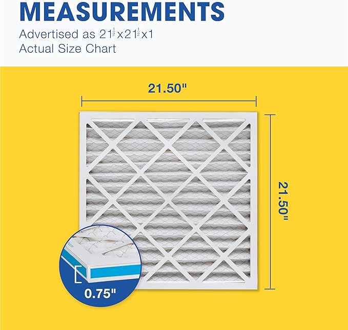 Aerostar 21.5x21.5x1 MERV 11-6 Count - Pleated Furnace & Air Conditioner Filters - Removes Dust, Cold & Flu Germs, Lint, Mold, Pet Dander, Allergy-Causing Pollen, Smog & Smoke