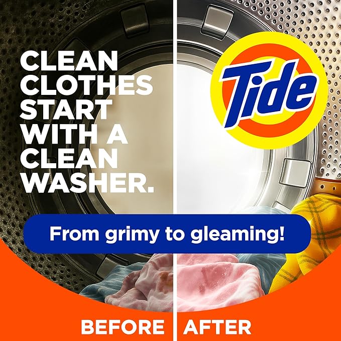 Washing Machine Cleaner by Tide, Washer Machine Cleaner with Oxi for Front and Top Loader Washer Machines, Deep Cleaning Residue & Odor Eliminator, 21 Month Supply