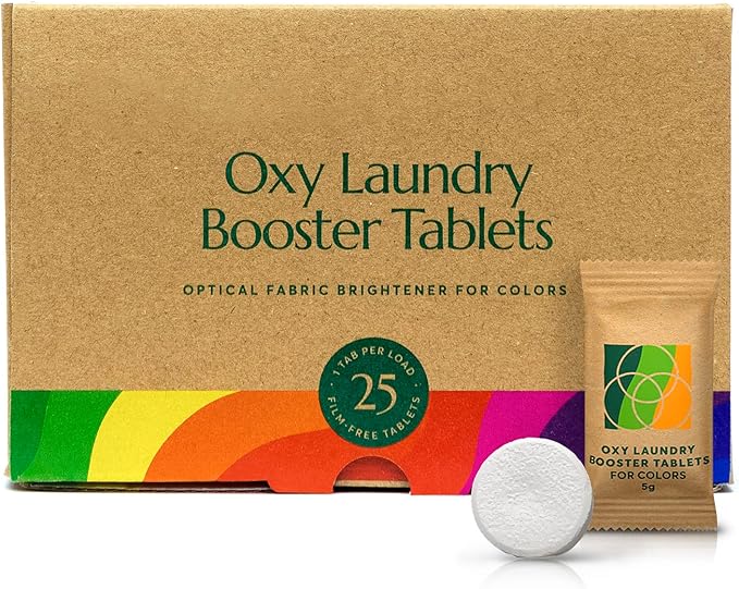 Cleanomic - Oxy Laundry Booster Tablets (Color) - Oxy Cleaner Laundry Stain Remover, Color Safe Bleach, Laundry Whitener Brightener (25 Count)
