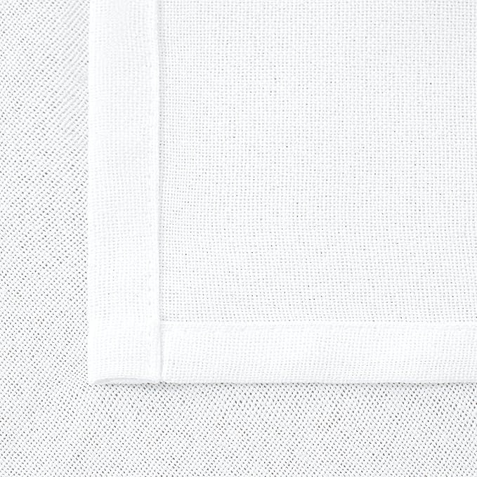 YoungsTex White Linen Semi Sheer Curtains 63 Inch Length for Short Window, Light Filtering Rod Pocket Drapes for Living Room Bedroom Office Rustic Country, 42 X 63 Inch, 2 Panels