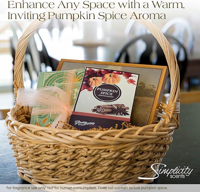 Floral Simplicity Pumpkin Spice Scented Sachets Pack of 6, Fall & Winter - Long-Lasting Scented Bags, Home Fragrance, Air Freshener & Deodorizer for Closet, Room, Drawer, or Cars, Made in USA
